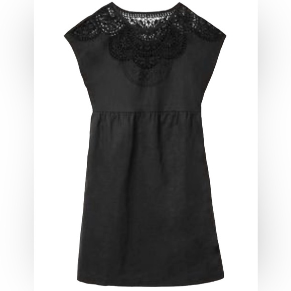 Boden Fleur Embroidered Crochet Linen Dress Black Belted US 2R Wedding Guest - Picture 1 of 8